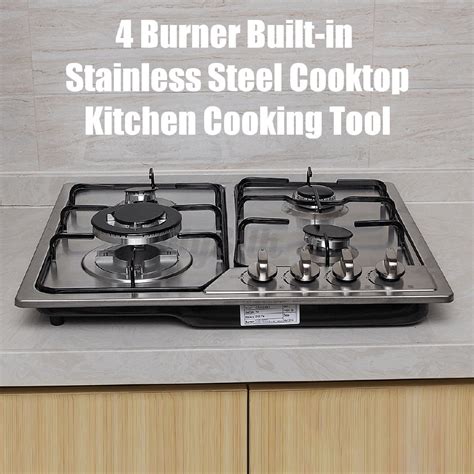 July 4 Burner Built In Cooktop Stainless Steel Gas Stoves Kitchen