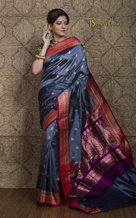 Collection of the latest banarasi sarees to amp up your saree game.from georgette banarasi sarees to jangla banarasi sarees we've got it all covered for. Katan Silk Banarasi Saree in Gray and Red | Banarasi ...