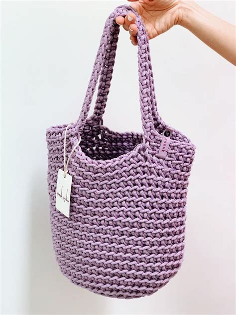 Tote Bag Scandinavian Style Crochet Tote Bag Handmade Bag Knitted