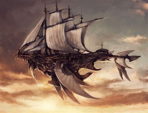 Airship From A Fantasy Steampunk Type Setting Airshipsketch1 By