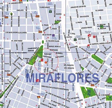 Mapas Del Distrito De Miraflores En Lima Perú Mapas Del Distrito