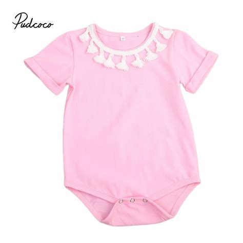 Pudcoco Summer Solid Color Baby Girls Bodysuit Baby Girl Clothes Body