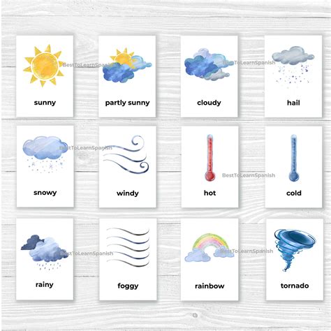 Weather Flashcards Homeschool Printable Download Easy To Etsy
