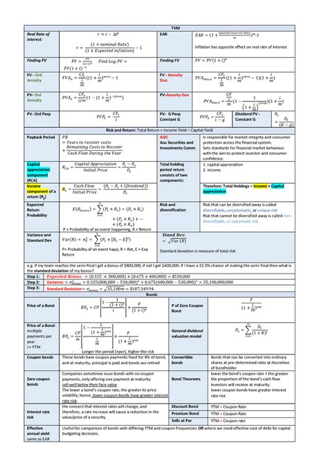 Asct101 Formula Sheet Warning Tt Undefined Function 32 Warning Tt