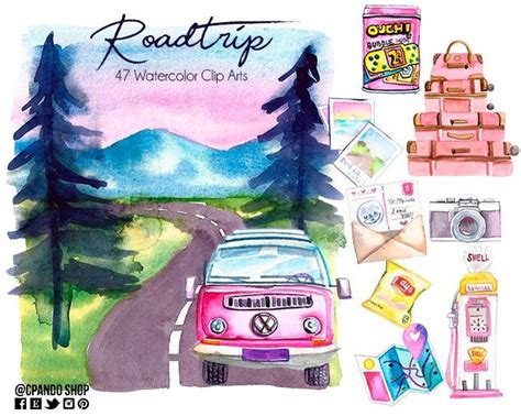 Roadtrip Clipart Travel Clipart Traveling Travel Clip Art Wanderlust