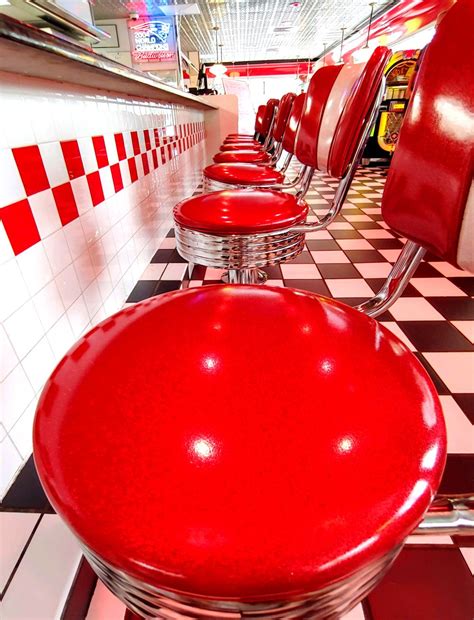 Red Diner Seats At Blast From The Past Diner Waterboro Maine Retro