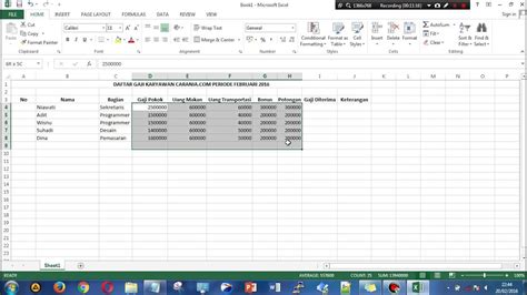 Membuat Tabel Gaji Karyawan Di Excel Tutorial