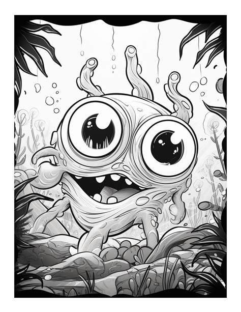 Free Bugged Eyed Monster Coloring Page 59 Free Coloring Adventure