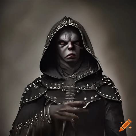 hyperrealistic depiction of a gothic albino wearing black armor on craiyon