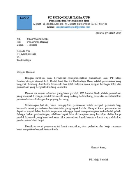 Surat penawaran ini biasanya dipakai tidak hanya untung komputer yang bekerja di bidang distributor alat dan perlengkapan komputer. Contoh Surat Penawaran Kerjasama Di Bidang Retail - Contoh ...