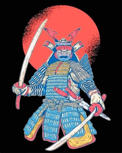 Samurai And Sword Paint By Numbers Pbn Canvas