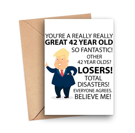 Funny 42nd Birthday Card Trump Birthday Card For 42 Year Old Etsy