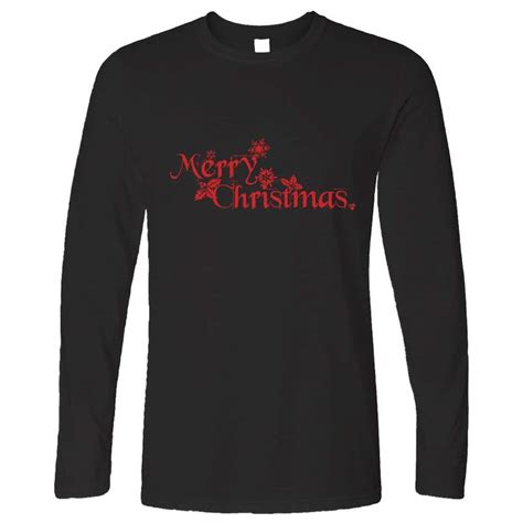 Festive Long Sleeve Merry Christmas Slogan T Shirt Shirtbox