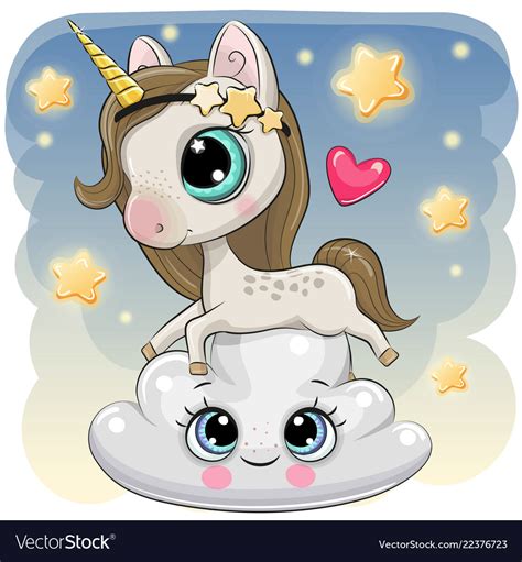 Cute Unicorn A On The Cloud Royalty Free Vector Image