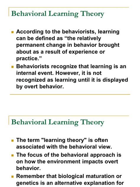 Behavioral Learning Theory Classical Conditioning Reinforcement