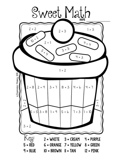 Cupcake Coloring Sweet Math Addition Math Color By