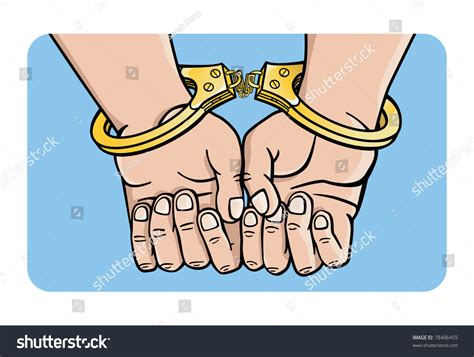 Golden Handcuffs Cartoon Vector Image Vector
