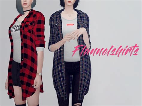 Long Flannel Shirts F By Kks At Tsr Sims 4 Updates