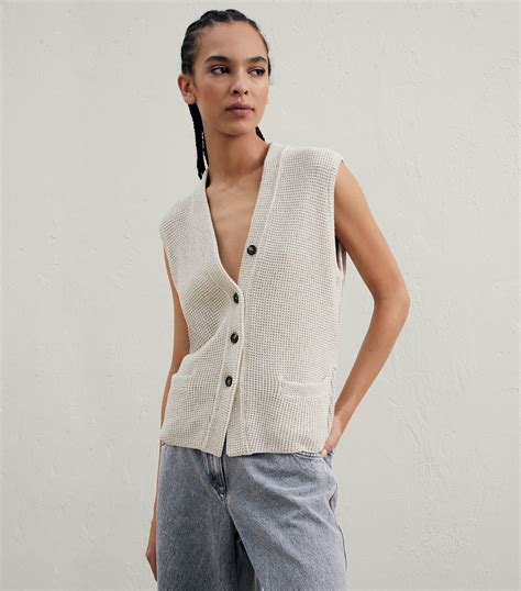 Brunello Cucinelli Neutrals Knitted Button Up Vest Harrods Uk