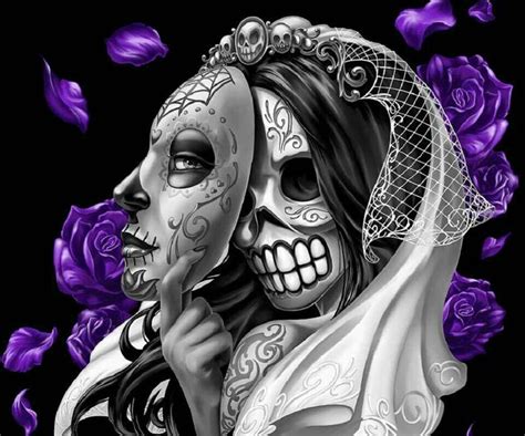 Purple Skull Chica Sugar Skull Sugar Skull Girl Sugar Skulls Skull