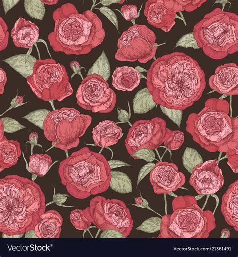 Beautiful Romantic Seamless Pattern With Blooming Vector Image