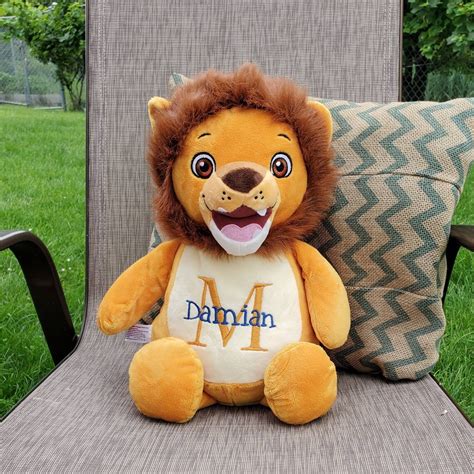 Stuffed Animal Embroidered Name Personalized Lion Plush Etsy
