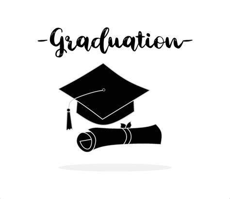 Illustrations Of Graduation Hat And Diploma Black Vector Isolated On A