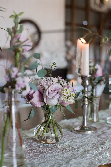 Vintage Bud Vases With Mauve Purple And Lilac Flowers Are The Perfect