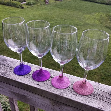 Glitter Wine Glasses Purple Wine Glasses Ombre Purple Wine Glasses Purple Glitter Wine