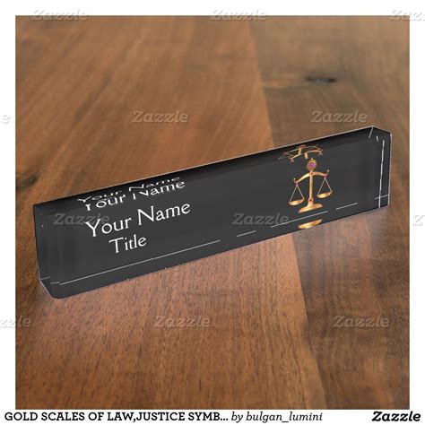 Gold Scales Of Lawjustice Symbol Attorney Black Nameplate Zazzle