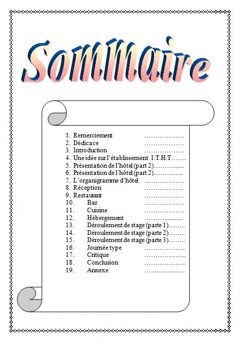 rapport de stage restauration