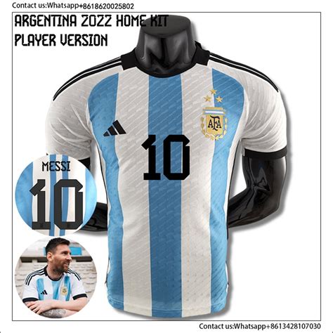 Nova Camisa De Futebol 3 Estrelas Jogador Versão Argentina Home Messi Mundo Copa 2022 2023
