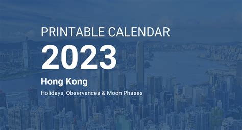 Printable Monthly Calendar — Hong Kong — June 2023