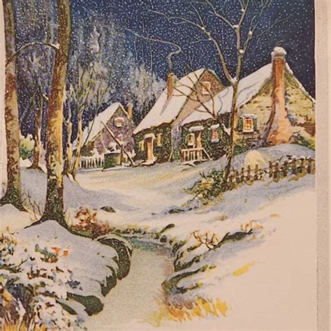 Vintage Christmas Card Snow Scene 1930s Charles Sawyer Secretary Of Commerce 1450 Picclick