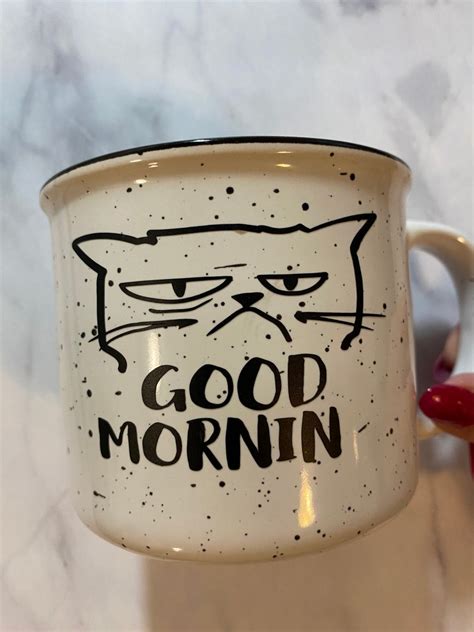 Good Morning Grumpy Cat Campfire Speckled Mug Campfire Coffee Etsy