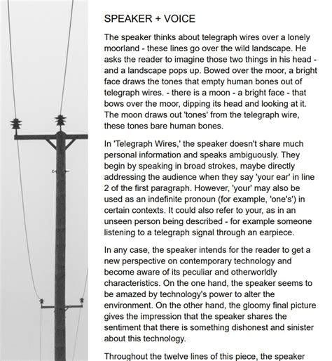 Telegraph Wires By Ted Hughes Study Guide Teaching Resources