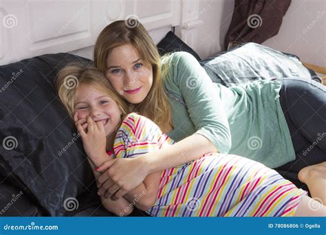 Little Girl With Mom Together Stock Photo Image Of Casual Lifestyle