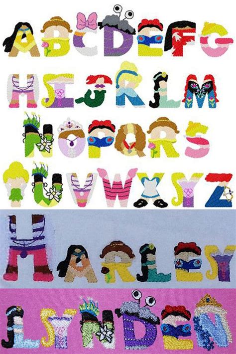 Princess Embroidery Letters Disney Inspired Font Embroidery Design