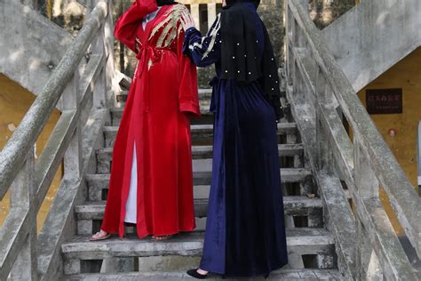 1701 elegant turkish muslim women maxi dress velvet gold embroidery bead islamic clothing abaya