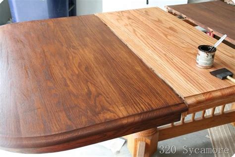 If you're refinishing a modern table (danish or midcentury modern, for example), stay in the beef up old nightstands with molding, then repaint and top off with new hardware. How to restain a table | Stained table, Kitchen table ...