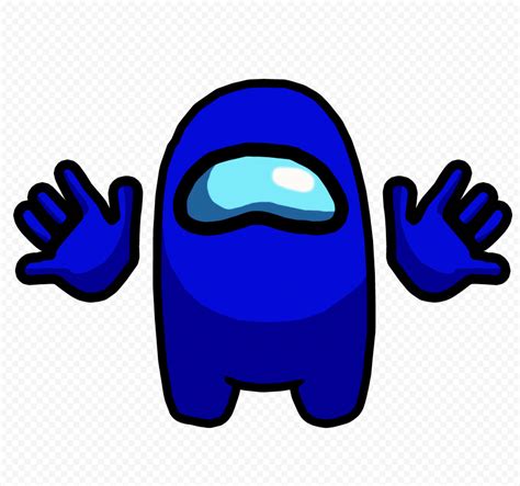 Hd Blue Among Us Crewmate Character Front View With Hands Png Hand