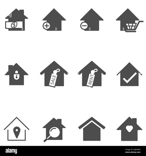 Set Of Home Icon Vector Illustrator Silhouette House Linear Line