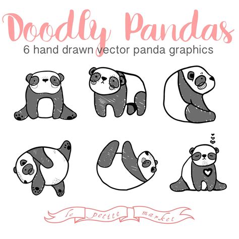 Hand Drawn Cute Panda Clip Art Doodly Doodle Clip Art Digital Panda