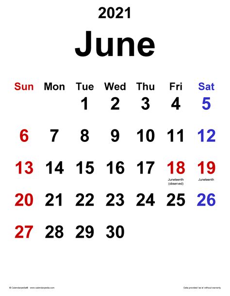 Printable June 2021 Calendar Apache Openoffice Templates June 2021