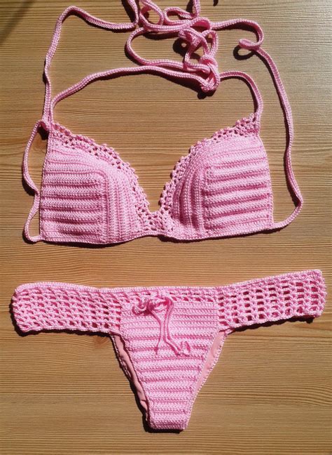 Pink Bikini All Uncinetto Pieno Foderato Uncinetto Etsy Hot Sex Picture