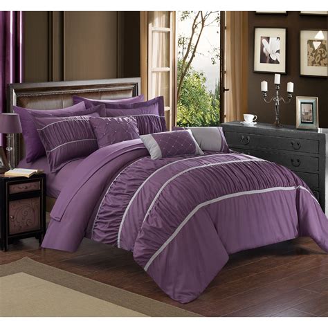 Silver Orchid Monroe Plum 10 Piece Bed In A Bag With Sheets Set Queen