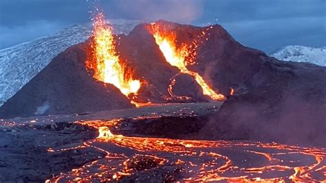 Mesmerising Lava Flow Spills From Icelands Fagradalsfjall Volcano