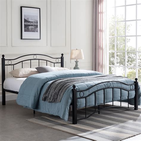Cole Contemporary Iron Queen Bed Frame Flat Black