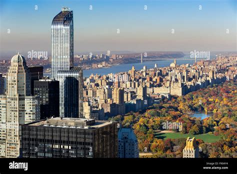 Vista Aérea De Central Park En Otoño Upper West Side Con Rascacielos