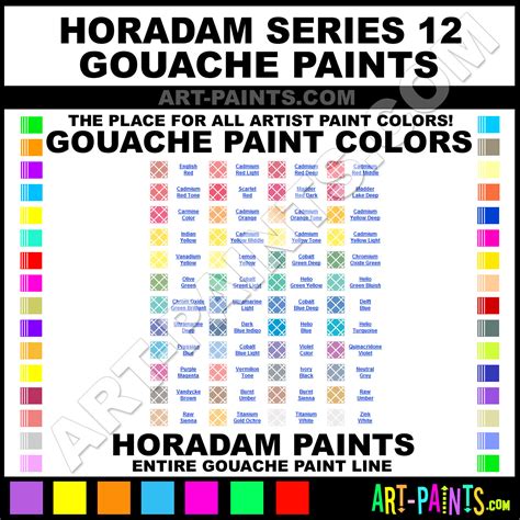 Horadam Series 12 Gouache Paint Colors - Horadam Series 12 Paint Colors, Series 12 Color, Series ...